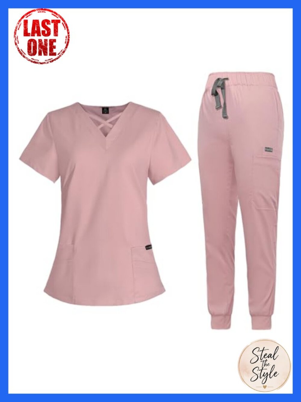 Women's Medical Scrub Set V-Neck Top & 8 Pocket Jogger Pants Stretch Workwear